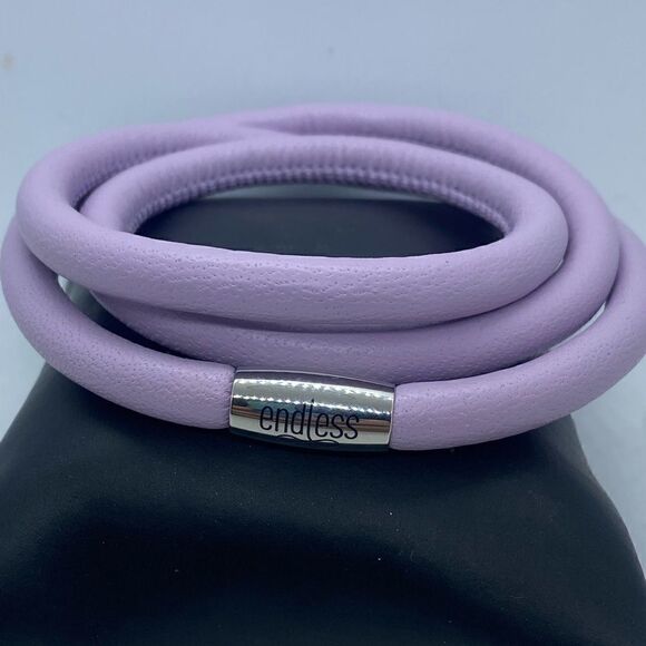 Endless Lavender Leather Bracelet .925 Ster Silver Magnetic Clasp - Picture 1 of 4